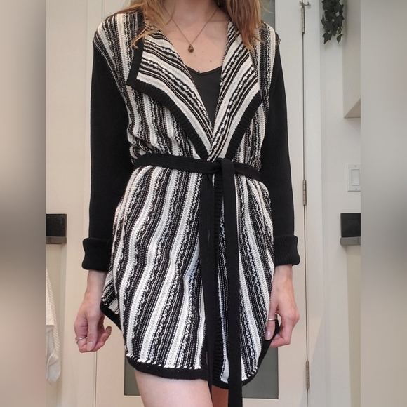 Olsen striped knit cardigan w/ belt - Picture 3 of 5